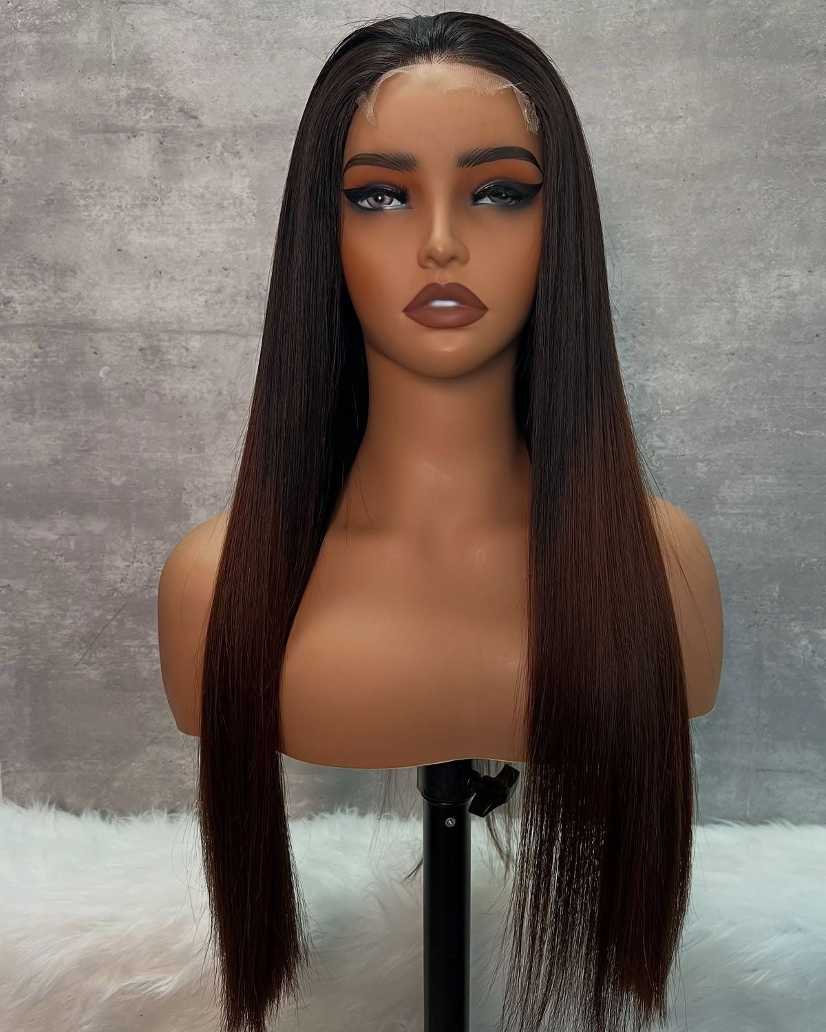 Chocolate Brown Ombre Lace Closure Wig - 100% Single Donor Human Hair