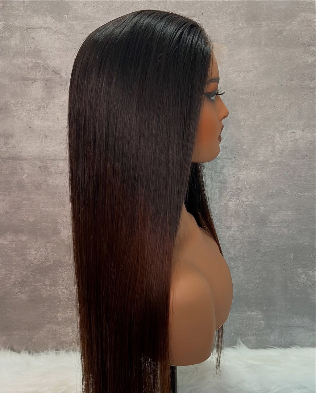 Chocolate Brown Ombre Lace Closure Wig - 100% Single Donor Human Hair